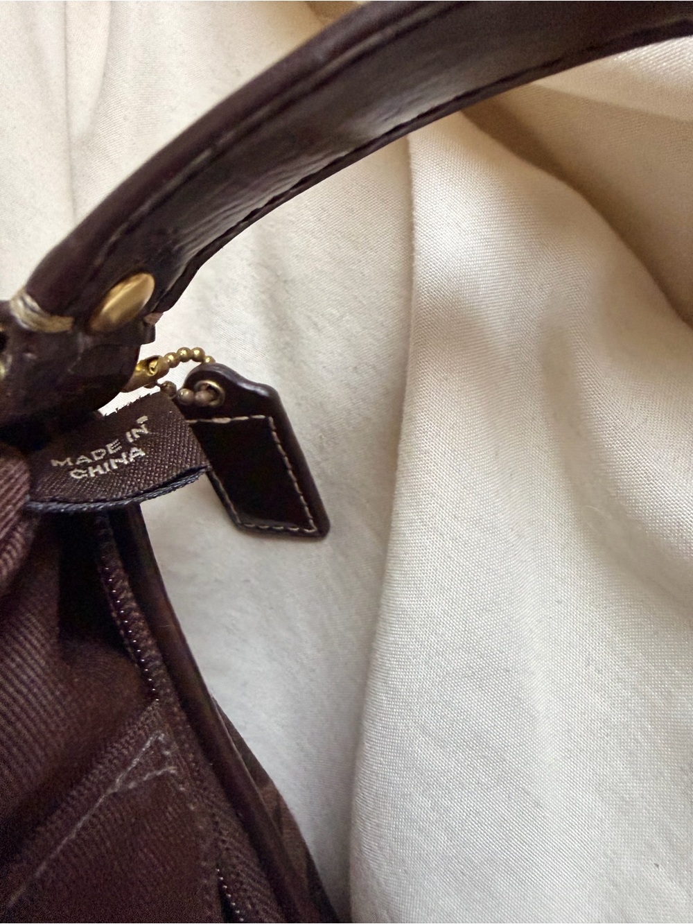 Coach Chocolate Brown Signature Jacquard Shoulder Baguette Bag - Picture 6 of 8